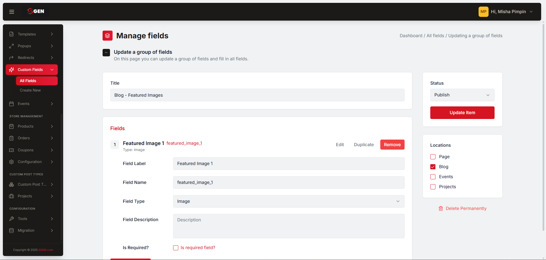 Custom Fields Editor