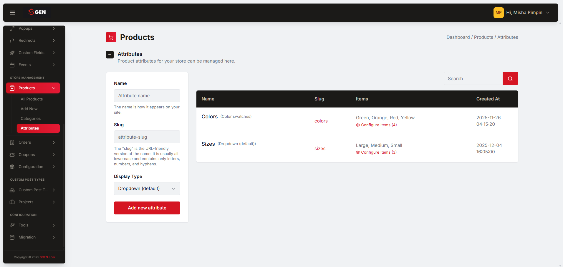 Ecommerce Attributes