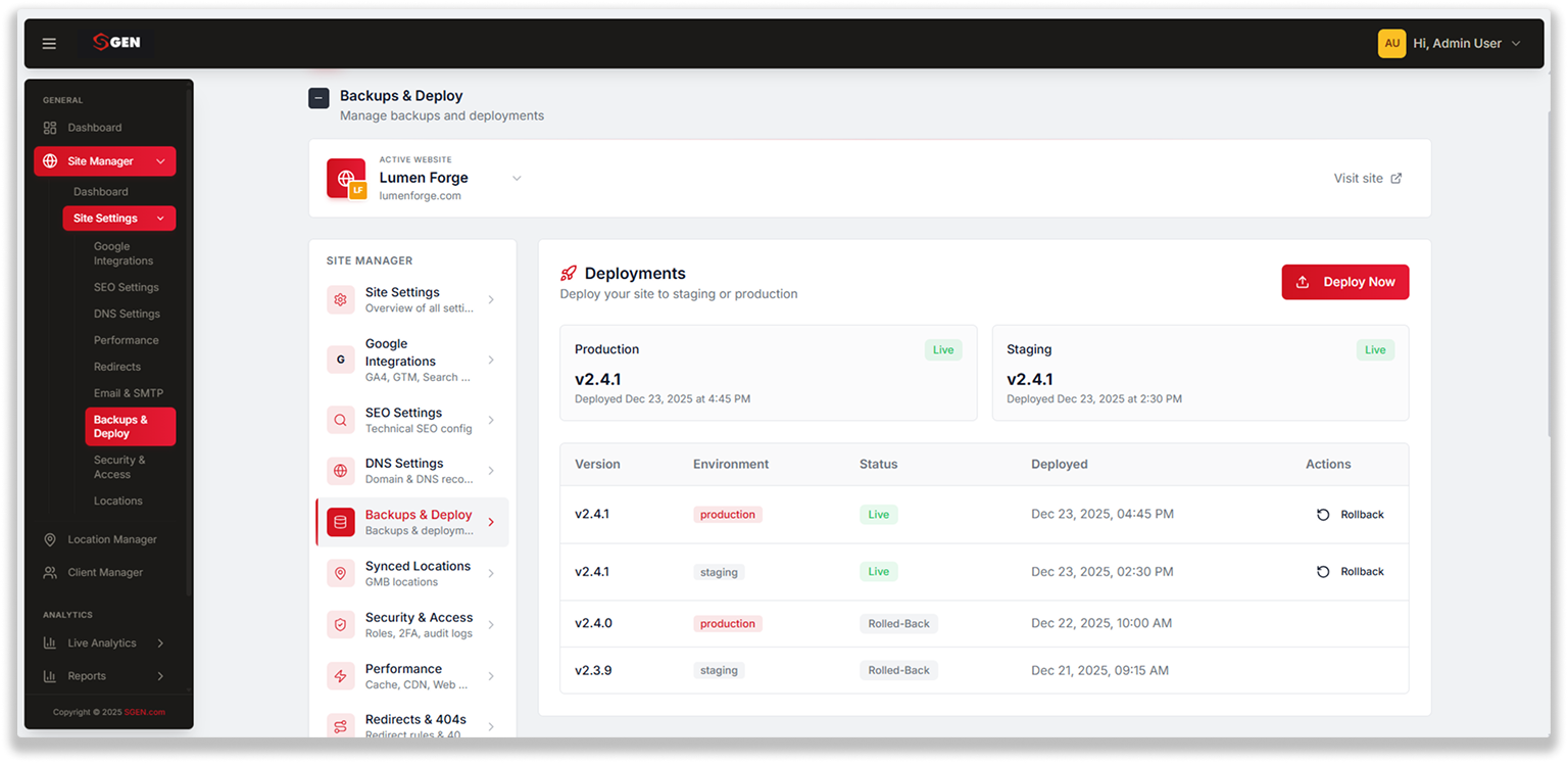 One Click Deployments With Version Control