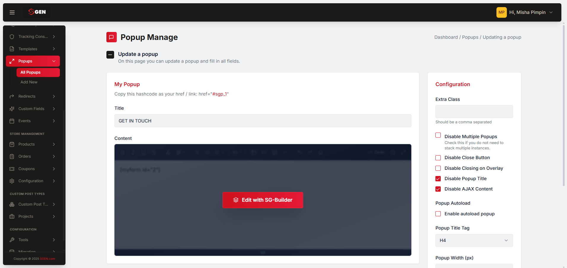 Popups Editor